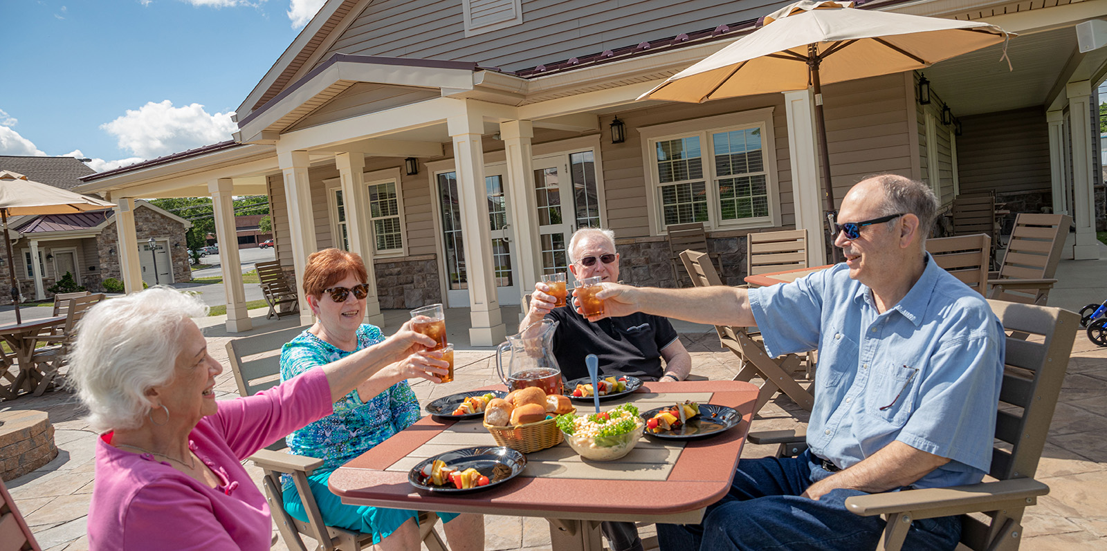 friends having bbq on patio