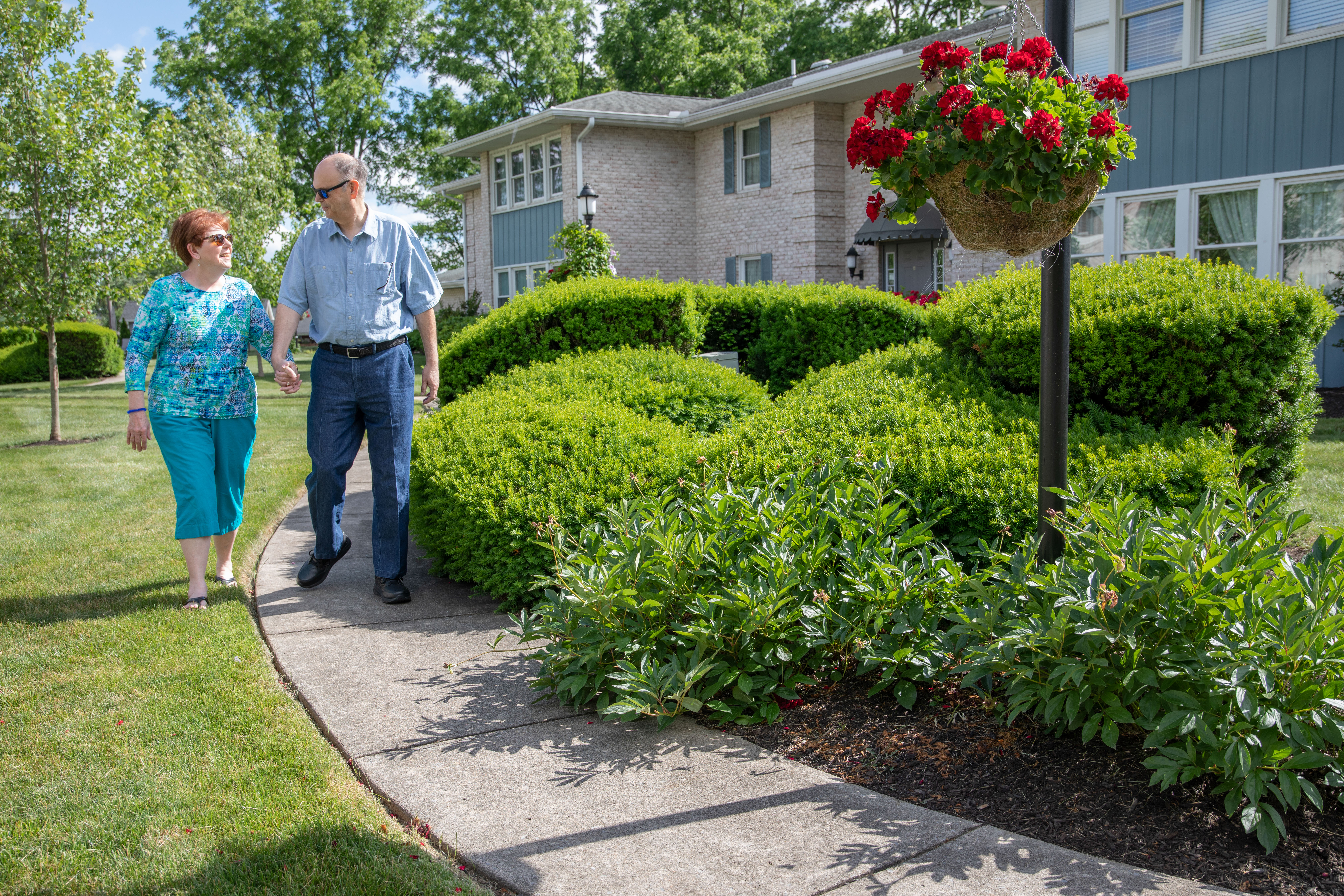 Residents enjoy walking and relaxing in the courtyard