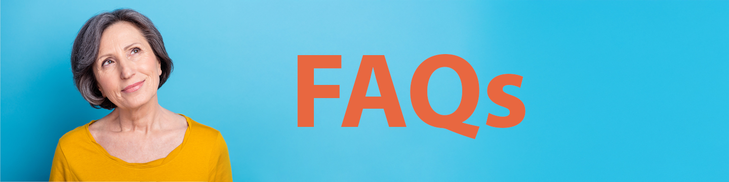 FAQ_woman on blue background