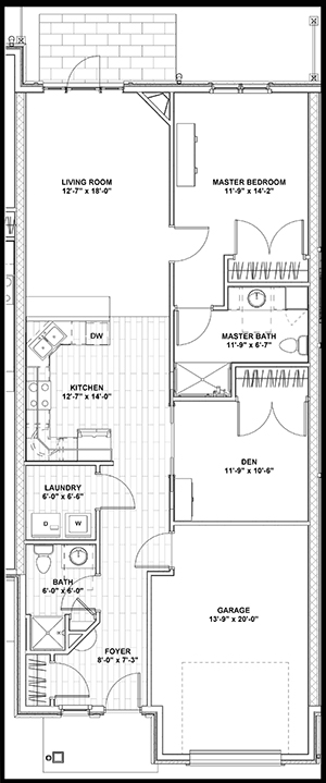 1250 sq ft Townhome